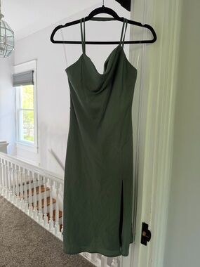 Altar'd State Olive Green Cowl Neck Midi Slip Dress